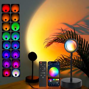 Sunset Lamp Projector Led Lights for Bedroom Night Light RGB Lights Sun Sunlight Sunrise Lamp 10w 360 Rotation Mood Lighting Home/Room Decor Christmas Gifts for Women,Tabletop Multicolor (Black)