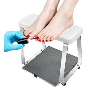 JODSONE Pedicure Foot Rest for Nails Tech with Soft Cushion,Pedicure Stool,Nail Stand,Detachable Stainless Manicure Foot Rest for Home and Salon Use Pedicure Station