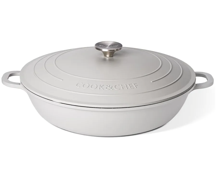 Dutch Oven Pot with Lid – Non Stick Dutch Oven for Sourdough Bread Baking – Cast Aluminum Cooking Pot – Oven Safe Stock Pot – 5.5-Quart, 12 Inch, Gray – by Nuovva