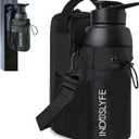 Magnetic Gym Bag for Men Women with Magnetic Water Bottle Holder, Gym Crossbody Sling with Strap, Sling Bag with Phone Pockets, Key Phone Holder, Gym Essentials, Black