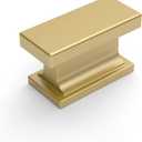 Amerdeco 10 Pack Brushed Gold Cabinet Knobs 1.46 Inch(37mm) Single Hole Cabinet Handles Rectangle Dresser Knobs Drawer Knob for Bathroom Cabinets