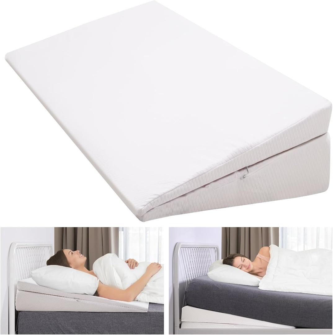 DoCred Wide Bed Wedge Pillow - 7.5Adjustable Wedge Pillow for Headboard, Sleeping Wedge Mattress Topper Lifter, Inclined Mattress Elevator for Acid Reflux,King Size