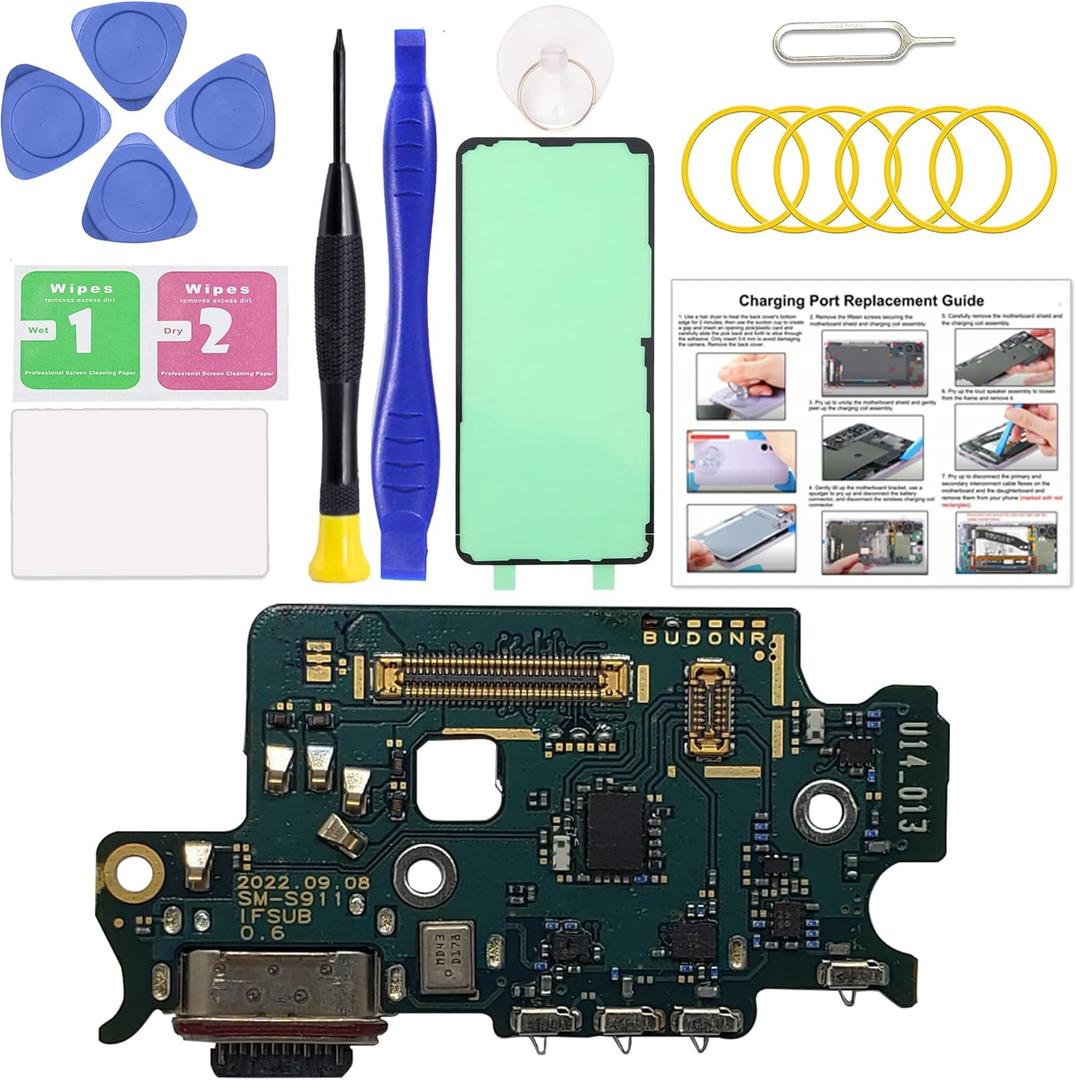 for Galaxy S23 USB Charging Board Port Replacement, SM-S911U SM-S911U1 Type C Dock Board Connector for Samsung S23 with Tools & Instruction
