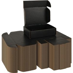 APACALI 50 Pack 6x3.8x1.6 Inch Black Shipping Boxes Small Corrugated Box Small Mailing Boxes Brown Packaging Box Recyclable Cardboard Boxes for Small Business (Inside Size: 5.8x3.7x1.6")