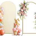 Arch Backdrop Stand and Cover Set, Metal Balloon Arch Backdrop 6ft, Gold Arched Stand Frame for Wedding, Parties,Birthday, Backdrop Decorations (Beige,6ft)