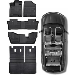 Car Floor Mats for Honda Pilot 2016-2022 8 Seats (No Elite Models), Accessories for Honda Pilot 2016-2022, All Weather Black Rubber Liners for Cars, Custom Fit Trunk Mat Back Seat Cover, 4PCS