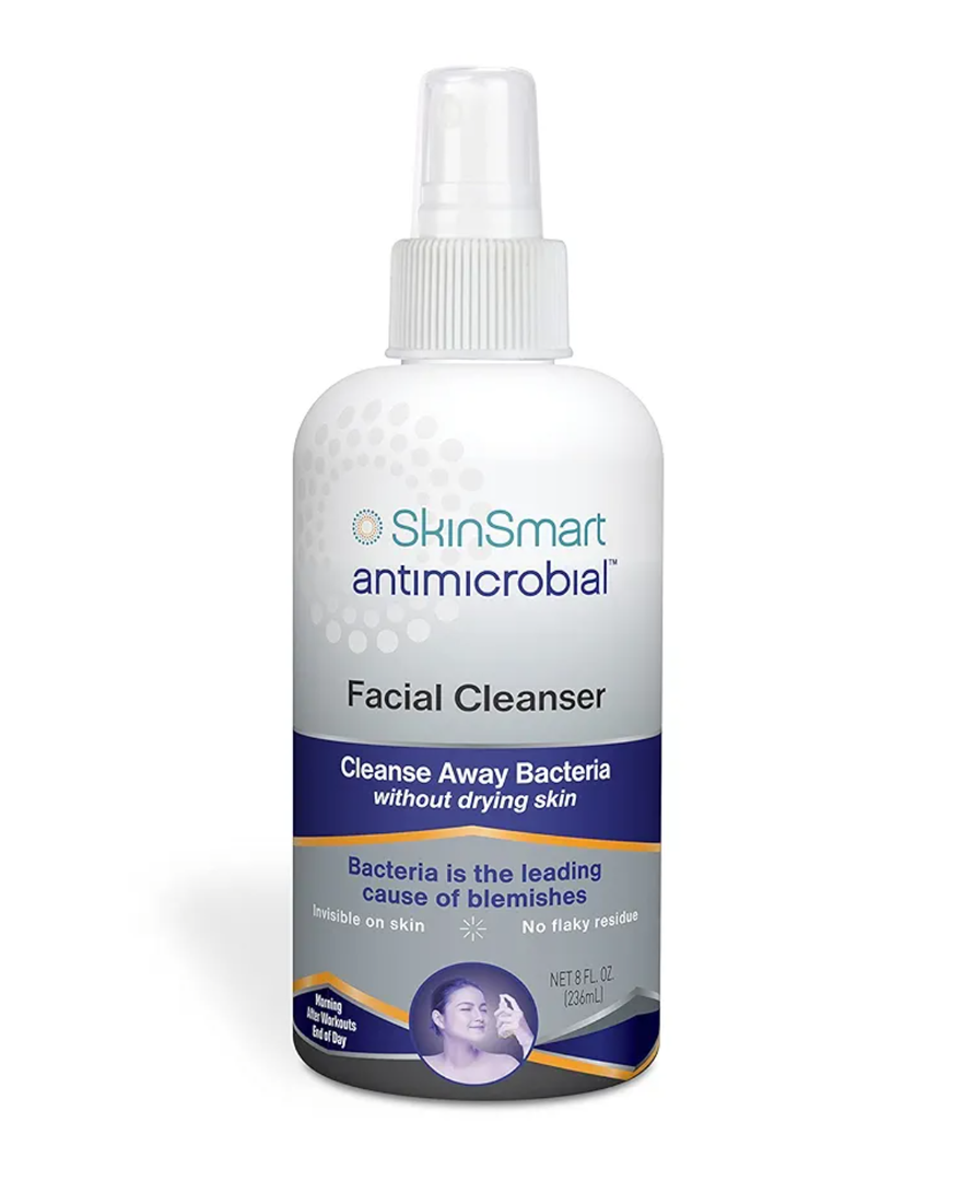 SkinSmart Facial Cleanser for Acne, Targets Bacteria for Active Teenage Athletes Post Workout and Adult Acne, 8 oz Spray Bottle, Safe for Multiple Daily Uses