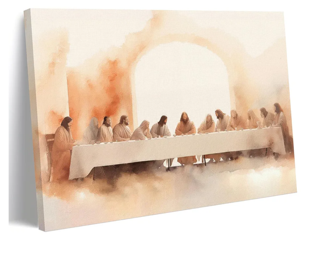 ICHZUMW The Last Supper Picture Wall Art for Dining Room, Framed Large Jesus Christ and Disciples Painting Canvas Print, Christian Religious Posters Wall Decor for Living Room Church, 12x16in