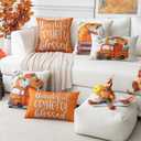 2 x Artscope Fall Decorative Throw Pillow Covers 18x18 Inch Set of 4, Happy Fall Pumpkin Truck Thankful Grateful Blessed Outdoor Farmhouse Pillow Cases for Home Sofa Couch-Orange