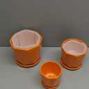 Ceramic Plant Pots, 6.7 + 5.3 + 3.9 Inch Octagon Pots for Plants, Flower Planters for Indoor with Drainage and Saucer Set of 3, Bright Orange