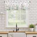 YOKOU Floral Kitchen Curtains Valances, Wildflowers Spring Watercolor Flower Plants Short Rod Pocket Valances for Windows for Bedroom, Bathroom, 1 Panel, 42" W x 12" L