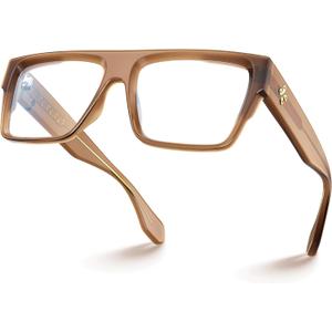 VISOONE Square Brown Blue Light Blocking Glasses TR90 Vintage Men Women ALBA