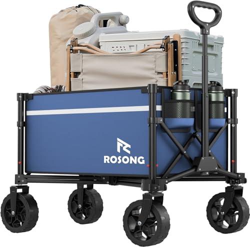 Collapsible Wagon Cart with Wheels Foldable - Folding Utility Heavy Duty Wagons Carts for Grocery Sports Garden Shopping Camping Wheelbarrows (90L)