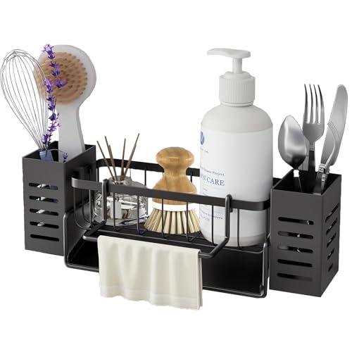 HWultra Sponge Holder for Kitchen Sink, with 4 Brush Holder and Stainless Steel Self Drain Tray (2 sponge holder+ 4 small holder)