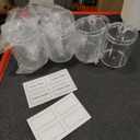 WEISHI 4 Pack Qtip Holder Dispenser - Cotton Ball, Swab, Round Pads, Floss , Small Clear Plastic Apothecary Jar Containers with Lids for Bathroom Storage and Organization, Vanity Organizer