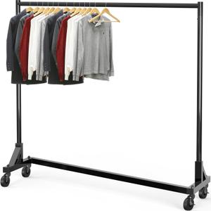 Simple Houseware Industrial Grade Z-Base Garment Rack, 500lb Load with 62 Inches Extra Long Bar, Black