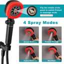 Handheld Shower Head with ON/OFF Switch for Water Saving,High Pressure Filtered Shower Head with Long Hose and Bracket&Low Reach No Drilling Wall Mount Shower Holder