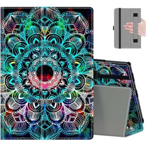 COOWPS Case for New Amazon Fire HD 8 & HD 8 Plus Tablet (12th/10th Generation, 2024/2022/2020 Release) - Slim Folding Stand Cover with Auto Wake/Sleep and Hand Strap, Mandala Flower