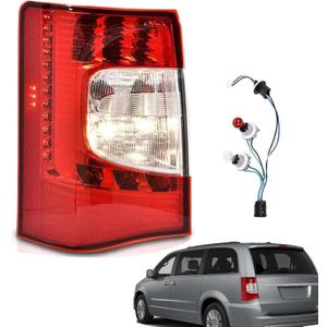 For 2011 2012 2013 2014 2015 2016 Chrysler Town & Country Tail Lights w/Bulbs LED Halogen Assembly for 11-16 Town and Country Taillights Brake Rear Lamps, LH Driver Side CH2800198