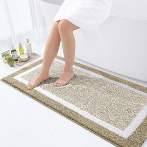OLANLY Bathroom Runner Rugs 47x24, Extra Soft and Absorbent Microfiber Bath Rugs, Non-Slip, Machine Washable, Quick Dry Shaggy Bath Carpet, Long Bath Mats for Bathroom Floor, Tub, Shower, Beige