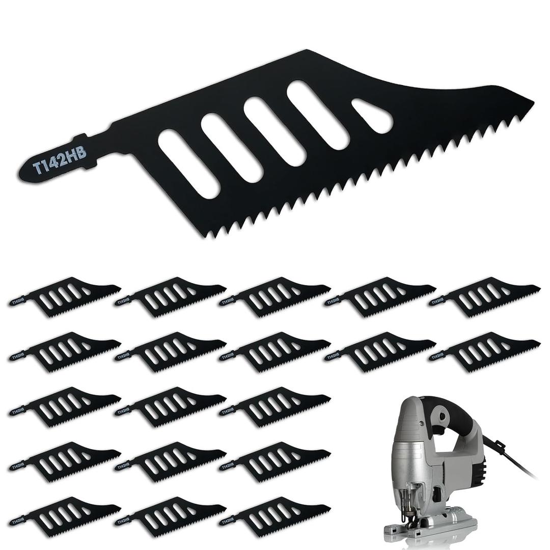 20PCS T142HB Jigsaw Blades, High Carbon Steel T-Shank Blades for Special-Shaped & Flush Cuts in Wood, Plastic & Fiberboard, Professional Scroll Saw Accessories