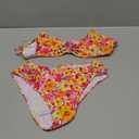 BEAUDRM Girl's 2 Piece Bikini Set Floral Swimsuit Ruched Triangle Bikini High Waisted Bathing Suit Beachwear 12 Y