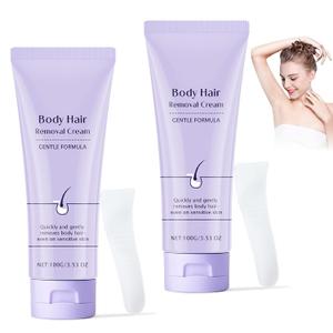 2-Pack Body Hair Removal Cream With Spatula Applicator, Body Hair Removal Cream for Sensitive Skin, Gentle Formula, Unisex Body & Skincare