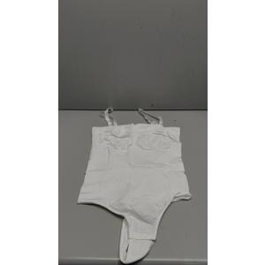 Women's Removable Strap Bodysuit - Thong Shapewear - Off-Shoulder Top Bodysuit.  (X-Large, White)