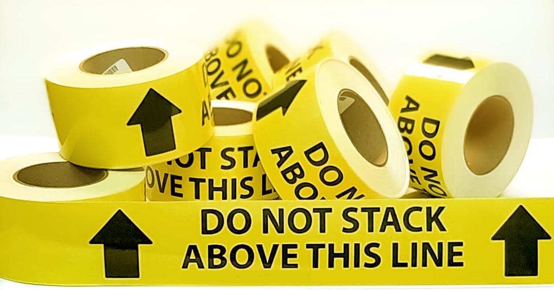 DO NOT STACK ABOVE. NADCO Vinyl Adhesive Tape - Aisle Marking 3x200ft, Black Text on Yellow, 4mil Thick, Acrylic Permanent, W-2 Arrows, -40 to 176 deg F, Industrial Use, 3 Inches Wide x 200 Feet