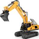 Remote Control Excavator Toy for Boys | 11-Channel Metal Construction Truck with Lights, 21200mAh Batteries, 120-Min Playtime | RC Excavator Toys for Kids Ages 3-12, STEM Gift for Birthday