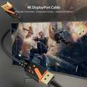 DisplayPort 1.2 Cable, 1FT, 10-Pack, 4K@60Hz, 2K@165Hz | Gold-plated connectors deliver reliable 4K performance. Supports 3D and HDR. Great for gaming, PC, TV, and monitors.