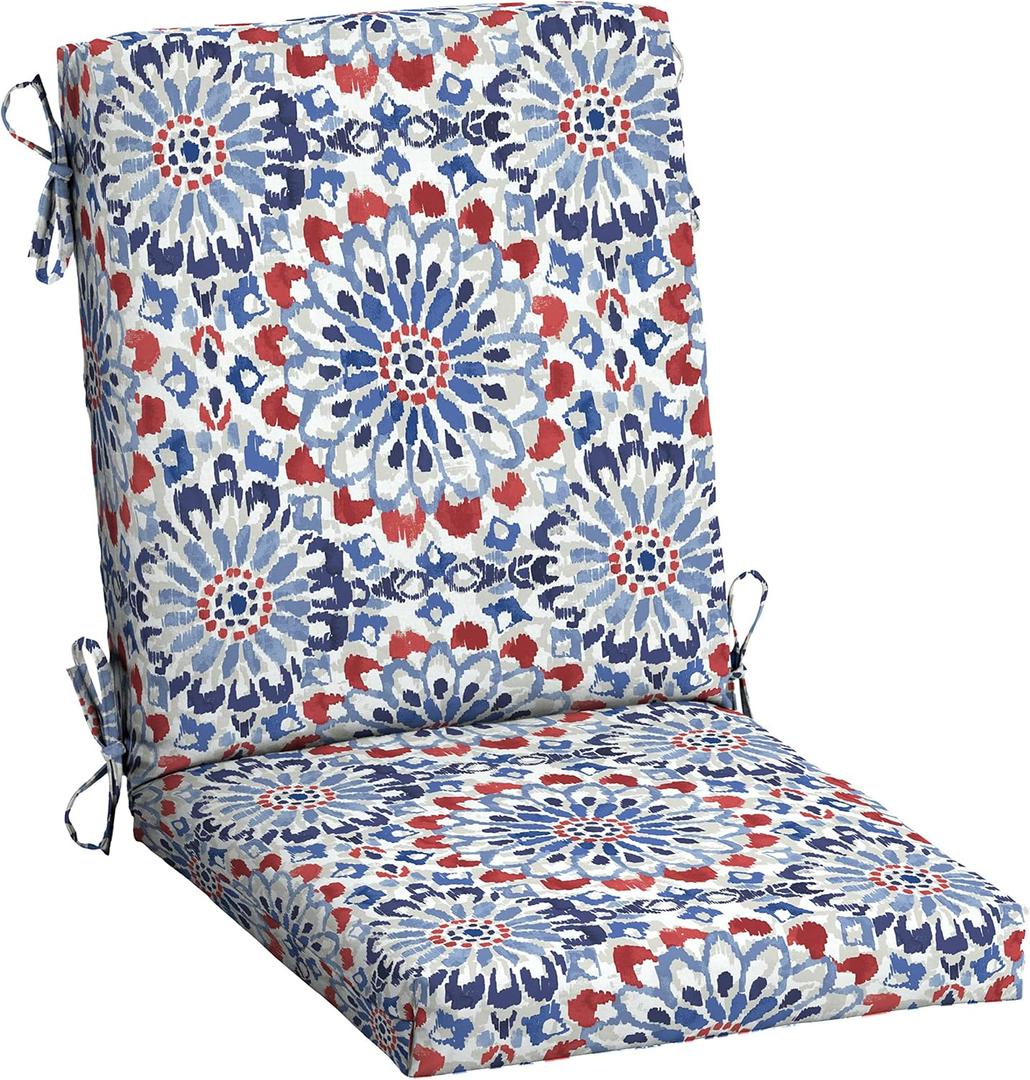 Arden Outdoor Patio Dining Chair Cushion, 20x44, Rain-Proof Seat Pad, Fade-Resistant Outdoor Cushion Clark Blue