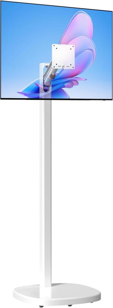 CTA Ergonomic Floor Stand For Monitors & TVs Up To 35-inches & 22 lbs - Mobile Stand With Anti-Knockdown Base & Height Adjustable - Commercial Grade - (ADD-MSADFS)