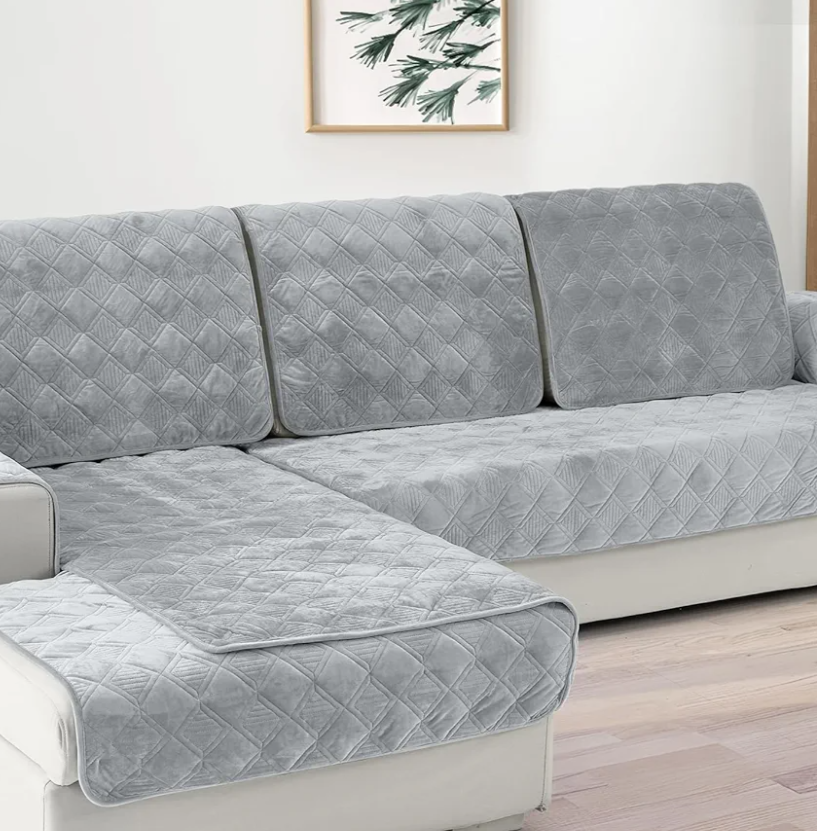 Deep Dream Couch Cover, 1 Piece Couch Arm Cover & Backrest Cover, Sectional Couch Covers, Anti-Slip Armrest Covers for Dogs Cats Recliner Loveseat Sofa L Shaped, 28 x 28 Inch - Light Gray(1 Piece)
