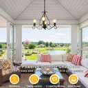 TWINKVILLA Solar Chandelier Outdoor, 4-Lights 23" Rustic Farmhouse Industrial Iron Chandeliers Waterproof Dimmable Hanging Pendant Lights for Gazebo, Pergola, Canopy, Tent Decor