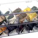 FORUP Sunglasses Organizer, Plastic Stackable Eyeglass Case Storage Organizer, Sunglass Glasses Storage Box with Hinged Lid