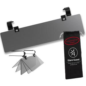 Glare Guard Professional-Grade Polarized Sun Visor Extender Anti-Glare Sun Glare Blocker for Car Windshields, Adjustable Clip-On UV400 Tinted Visor Extension for Cars, Trucks & SUV (w/Storage Pouch)