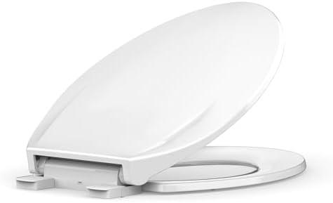 Toilet Seat Elongated,Toilet Seat with Quick-Release And Quick-Attach, Plastic Toilet Seat with Soft Close,Easy Install and Clean - White