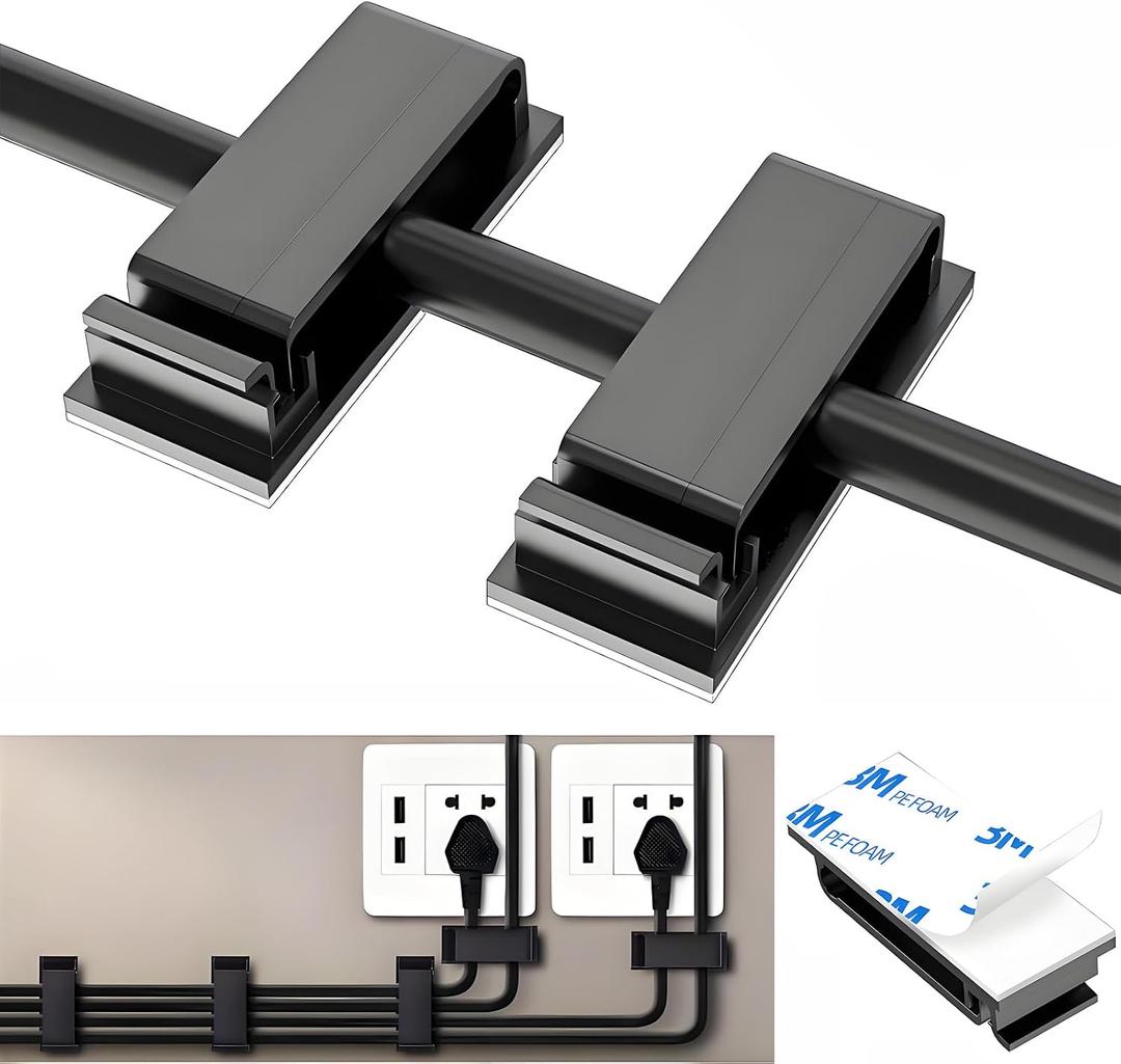 2 x for Desk Under Table Wire Management Adhesive Cable Clips 29Pcs(Black).Used for Computer pc,tv,ethernet Wires Cable Management on Large Cable Hooks Organizer Clips