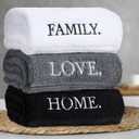 FuWeave 3 Pcs Farmhouse Decorative Hand Towels for Bathroom and Kitchen Rustic Embroidered Cotton Hand Towels Decorative Set for Boho Bathroom Decor(Black,Home Love Family)