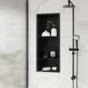 Qeke Stainless Steel Shower Niche 12" X 29", No Tile Needed Wall Niche Three-Tier, Recessed Shower Shelf for Bathroom Storage, Matte Black