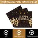3 x 96PCS 5th Birthday Party Plates Set Black and Gold Theme Decorations Include Black Gold Plates and Napkins Forks for 5 Year Old Boys Girls Birthday Party Supplies Serves 24 Guests
