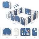 LulliSpace Baby Playpen,for Kids and Toddlers,Kids Activity Centre Safety Play Yard,Indoor&Outdoor Pattern Baby Fence with Game Panel, Safety Lock, Non-Slip Bases, Adjustable Shape,18 Panels