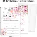 Floral Baby Shower Invites, Baby in Bloom Gender Reveal Invitations for Girls, 25 Invitations with Envelopes, Gender Reveal Party Favor Decorations Supplies -016
