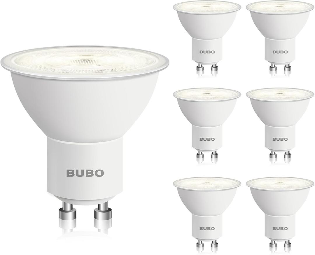 BUBO GU10 LED Bulb 6W Equivalent 50W, 4000K Cool White 650 Lumens, Non-Dimmable GU10 Bulb Replacement for Track Lighting, MR16 LED Bulb for Kitchen, Range Hood, Living Room, Bedroom, 6 Pack