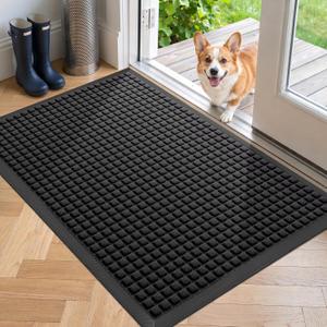 Front Door Mat Outside Entrance, Heavy Duty Doormat, 29.5"x17"
Low Profile Indoor/Outdoor Dirt Trapper, Stain & Fade Resistant, Non-Slip Waterproof Rubber Backing, Easy Clean, Black