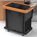 190L (50 Gal) Extra Large Fashion Laundry Hamper 2 Section with Lid, Rolling Laundry Basket Hamper with Handle, Laundry Organizer Storage Cart with Sturdy Metal Frame for Laundry Room, Hotel, Black