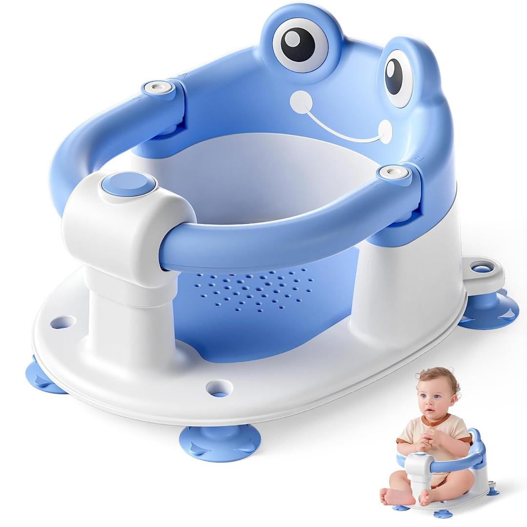 Baby Bath Seat for Babies 6 Months & up Non-Slip Toddler Bath Seats for Sitting Up Infant Bathtub Chair with Suction Cups and Soft Cushion for Baby Shower Tub Seat (Blue)