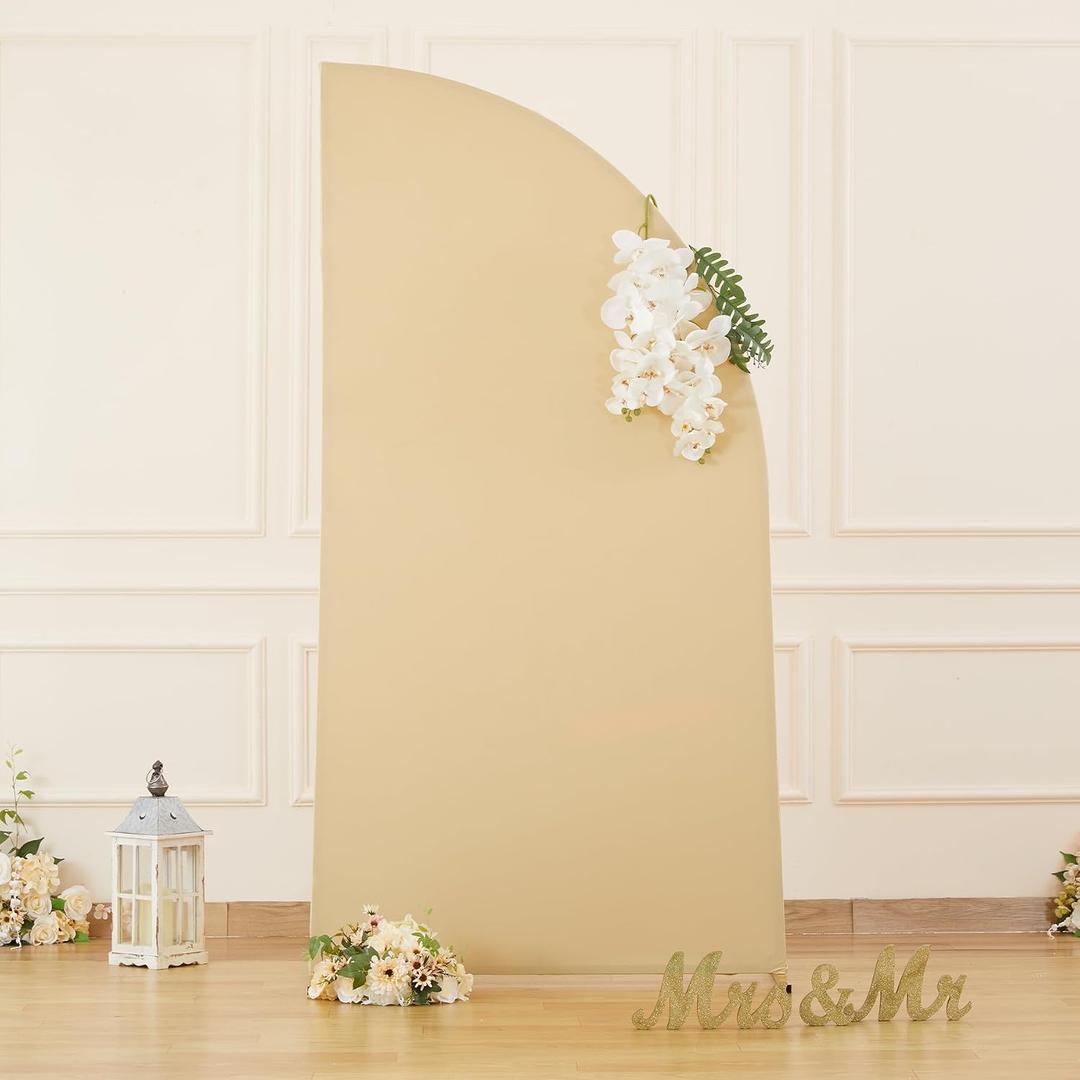 Champagne Half Moon Arch Covers Wedding Arch Backdrop Cover for Weddings Birthday Parties Baby Showers Events 5ft Champagne Half Arch Fabric Cover Set