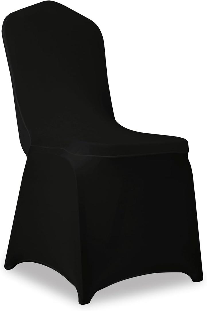 100 Pack Black Stretch Polyester Spandex Chair Covers Universal Washable Removable Chair Slipcovers Protector for Wedding Banquet Events Party Dining Decoration